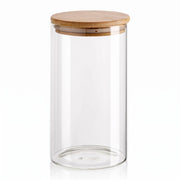 1400 ml Borosilikatglas Rund mit Bambusdeckel – leere Produktansicht mit passendem Deckel