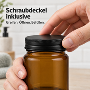 250 ml Cremetiegel Braun mit Deckel Schwarz – offenes Glas und zugehöriger Deckel