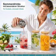 480 ml Trinkglas geriffelt – Einzelglas mit Deckel und Strohhalm – Produktdetail