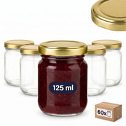 60 Helix-Gläser 125 ml mit 60 TO53-Deckeln – Deckelfarbe Gold