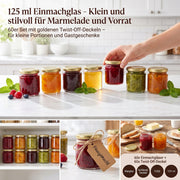 Helix-Gläser für Marmelade, Vorrat und kleine Mitbringsel – Deckelfarbe Gold · Anwendungsszene mit KI-generierter Person