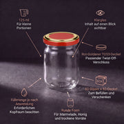 Form und Eigenschaften des Helix-Glases 125 ml – Deckelfarbe Rot-Gold