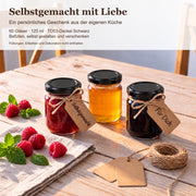 Selbstgemachtes in kleinen Helix-Gläsern verschenken – Deckelfarbe Schwarz