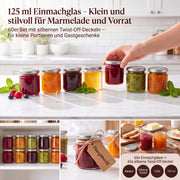 Helix-Gläser für Marmelade, Vorrat und kleine Mitbringsel – Deckelfarbe Silber · Anwendungsszene mit KI-generierter Person