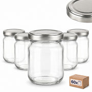 Alternative Produktansicht des Helix-Sets mit 60 Gläsern und 60 Deckeln – Deckelfarbe Silber