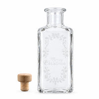 100 ml Apotheker-Quadratflasche mit matter Weihnachts-Glasgravur und Holzgriffkorken