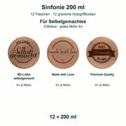 Sinfonie 200 ml mit gravierten Holzgriffen – Zwölfer-Set