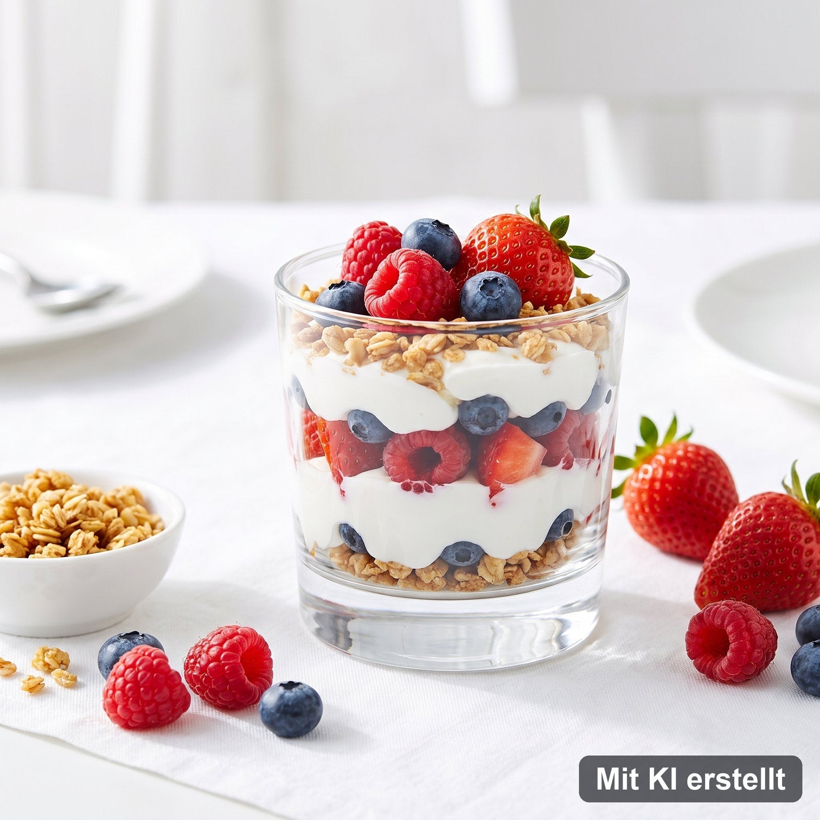 Beeren-Schichtdessert selbst gemacht – Mit KI erstellt